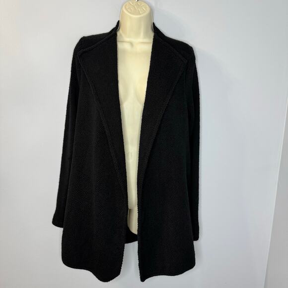 James Perse Womens Black Textured Open Front Cardigan Duster Casual Wardrobe S - Picture 10 of 10
